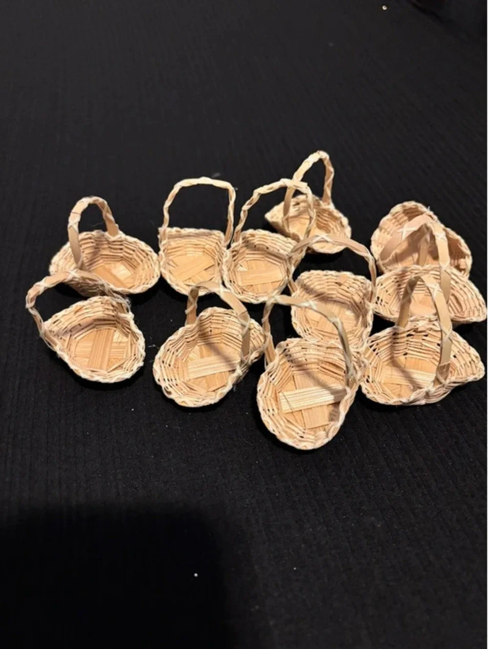 set of 11 small doll house woven baskets